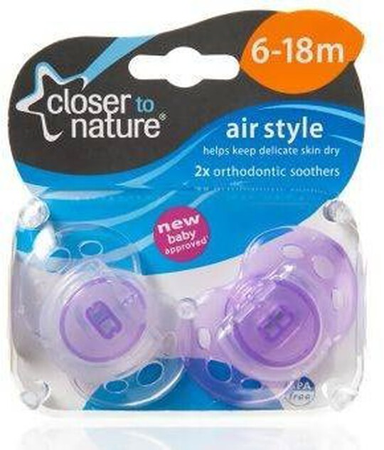 Tommee Tippee Closer To Nature Soothers 2X 6-18M AIR image number 1